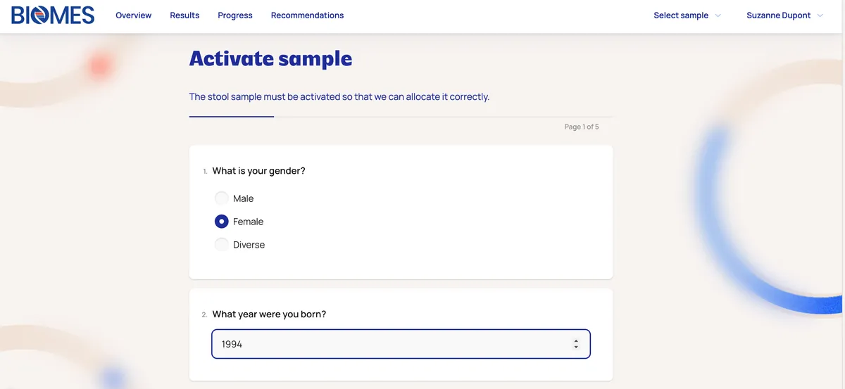 Personal information form